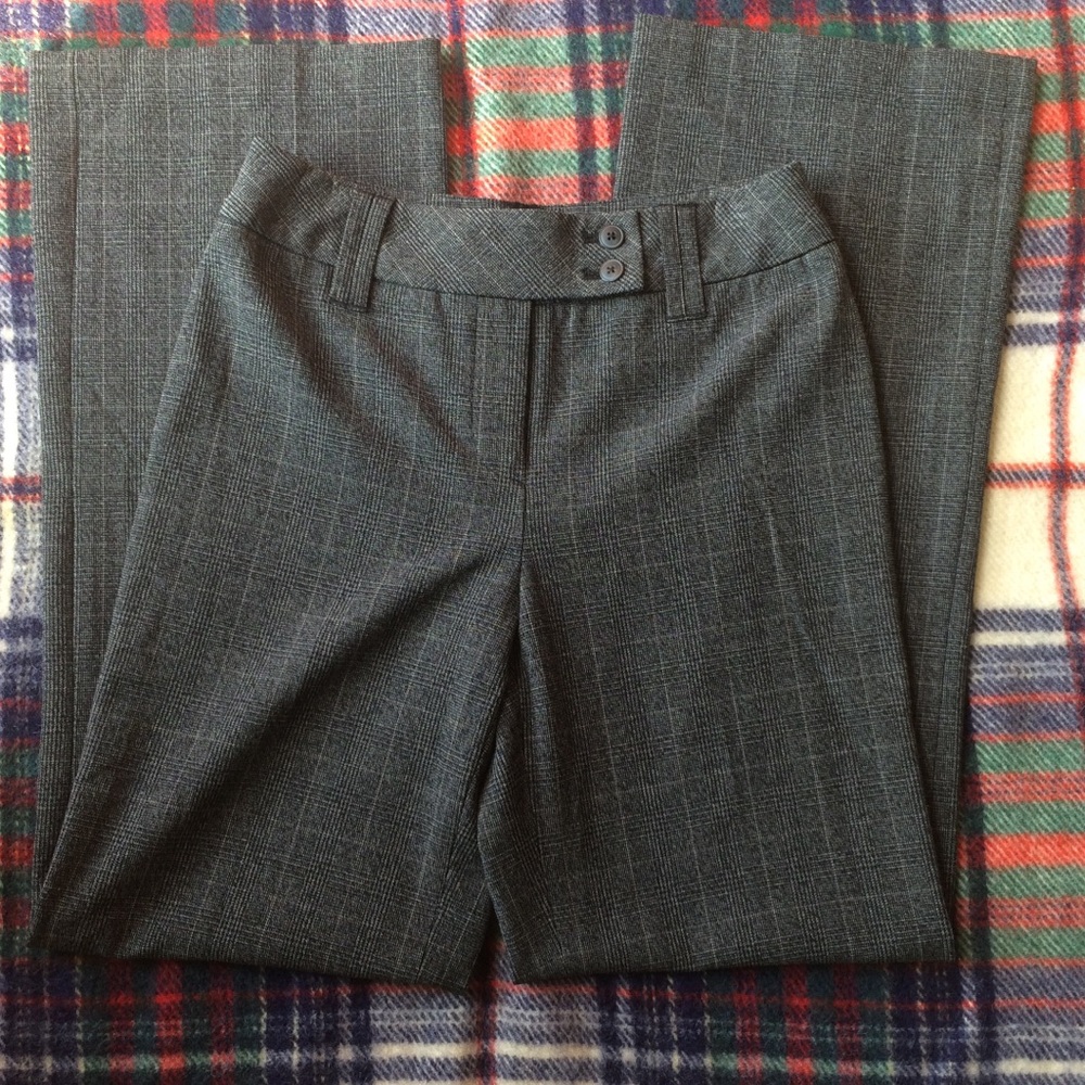 Willi Smith Grey Plaid Full Leg Trouser Pants , 4